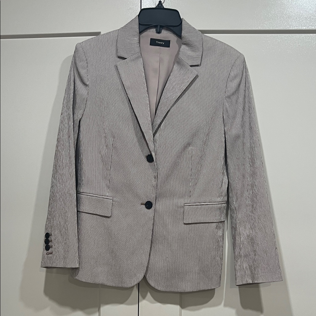 Theory Tailored Seersucker Women's Blazer Size 6 Nwt